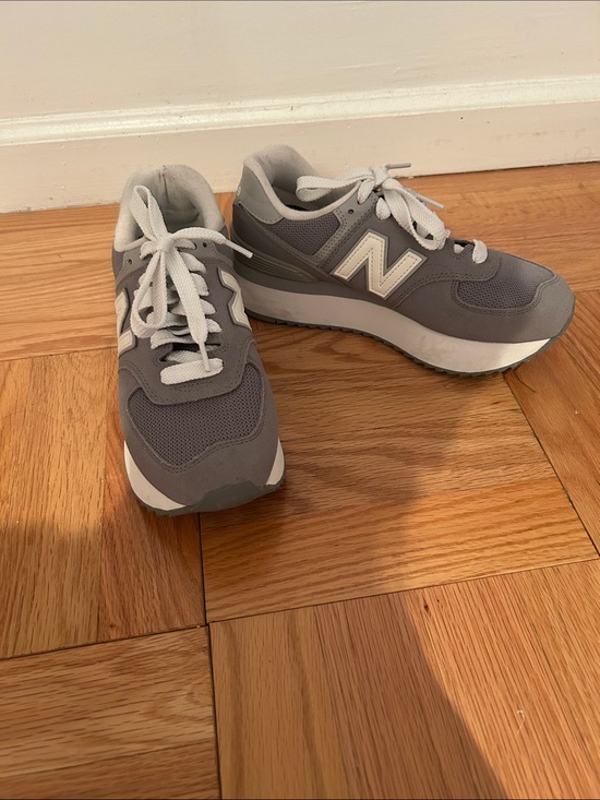 New Balance Shoes - New Balance Gray and White Platform Sneakers
